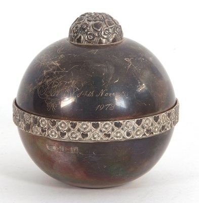 Lot 36 - A commemorative silver jewellery casket of orb...