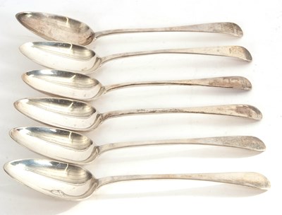 Lot 50 - A group of six Georgian tablespoons, each...