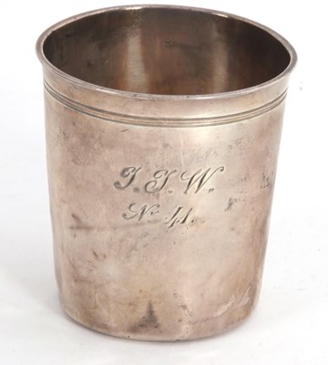 Lot 53 - A continental white metal beaker, engraved...