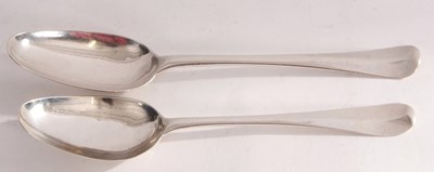 Lot 61 - Two George III Hanoverian pattern tablespoons,...