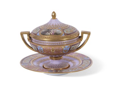 Lot 24 - Vienna porcelain ecuelle cover and stand...