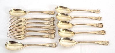 Lot 75 - A group of six William VI silver gilt dessert...