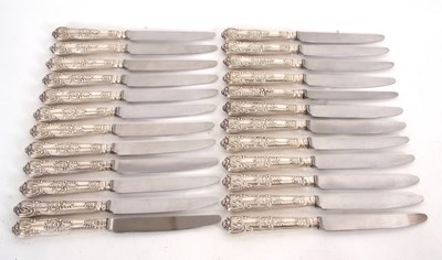 Lot 97 - A set of twenty four Queens pattern silver...