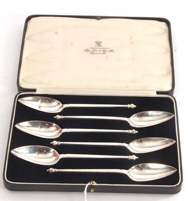 Lot 107 - A cased set of six Art Deco silver grapefruit...