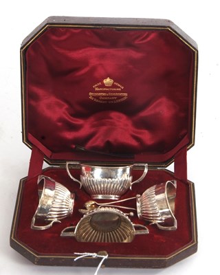 Lot 108 - A cased Victorian salt set comprising four...