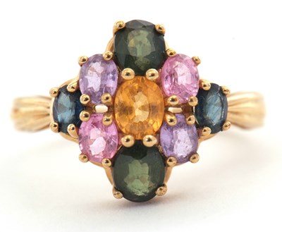 Lot 21 - A 9ct multi gemset ring, set with oval...