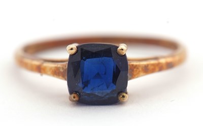 Lot 25 - A 9ct kyanite ring, the modified cushion cut...