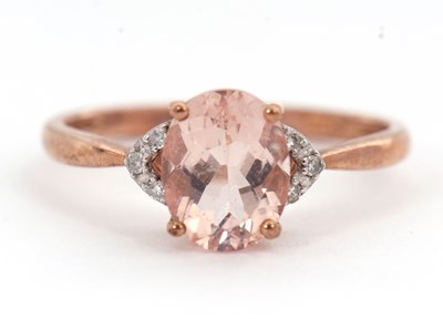 Lot 136 - A 9ct morganite and diamond ring, the oval...