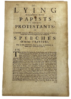 Lot 869 - POPISH PLOT. Lying allowable with Papists to...
