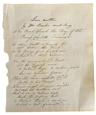 Lot 1108 - DEATH OF PRINCESS CHARLOTTE “Lines written by...
