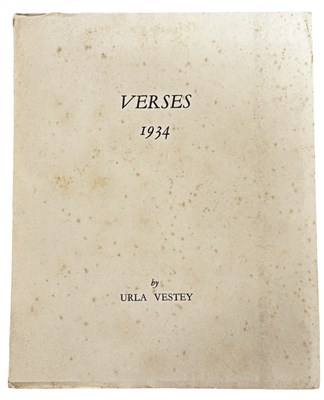 Lot 852 - URLA VESTEY. VERSES 1934. INSCRIBED AND...