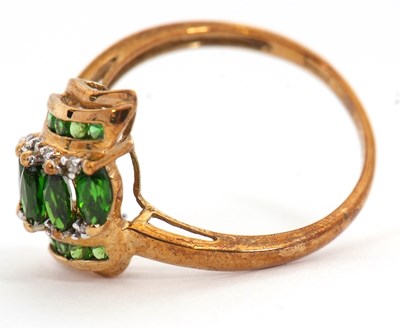 Lot 19 - A 9ct diopside and diamond ring, set with...