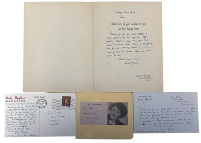 Lot 842 - SIGNED ENID BLYTON: A personal greetings card...