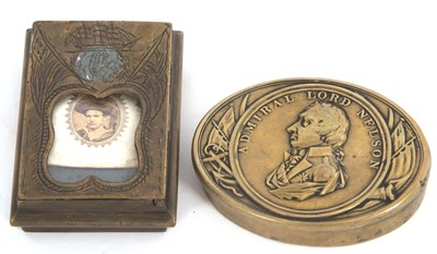 Lot 133 - A 19th Century brass Admiral Lord Nelson oval...