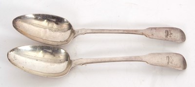 Lot 147 - A pair of George IV silver fiddle pattern...