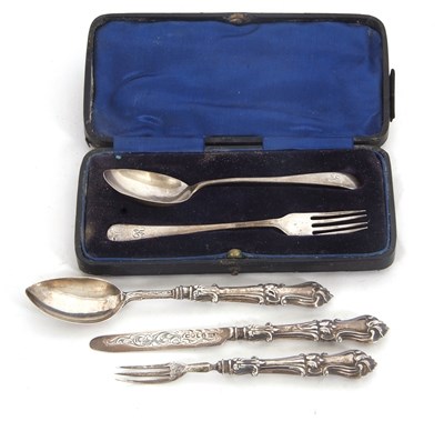 Lot 150 - Mixed Lot: A George V cased silver christening...
