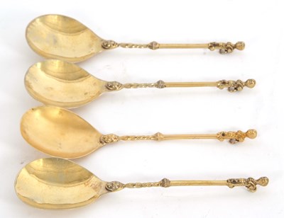 Lot 153 - A group of four antique continental gilt metal...