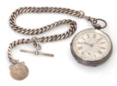 Lot 175 - A white metal open face pocket watch with...