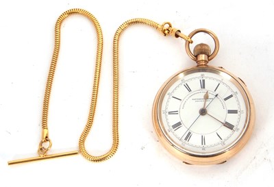 Lot 179 - A rolled gold chronograph pocket watch by...