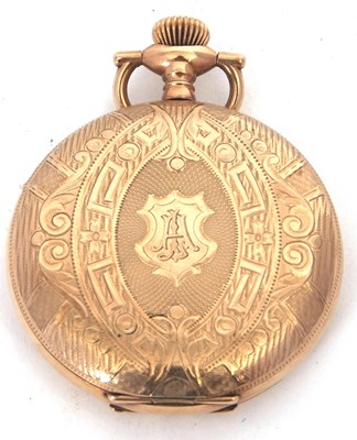 Lot 180 - A rolled gold Elgin Hunter pocket watch, crown...