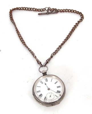 Lot 182 - A silver open face pocket watch, hallmarked on...