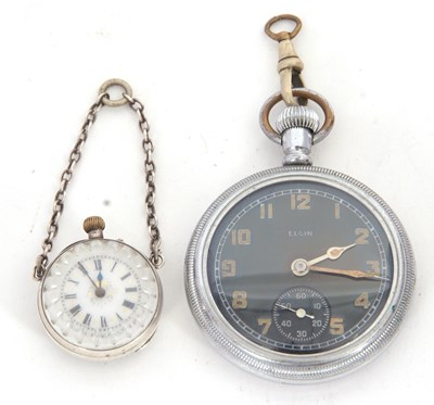 Lot 186 - Two pocket watches, one military Elgin and one...