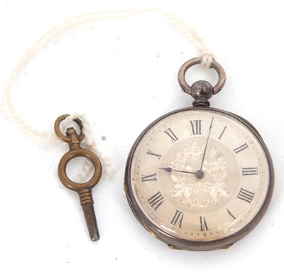 Lot 188 - A white metal cased open face pocket watch,...