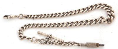 Lot 197 - A silver Albert chain pocket watch suspending...