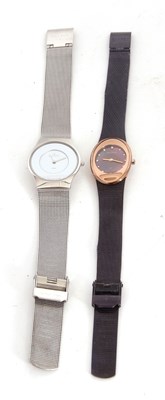 Lot 203 - Two Skagen ladies watches, both watches have...