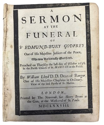 Lot 875 - WILLIAM LLOYD: A SERMON AT THE FUNERAL OF ST...
