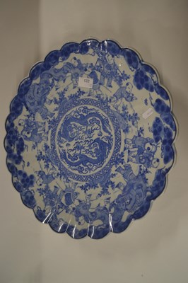 Lot 223 - A Japanese porcelain charger with blue and...