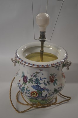 Lot 179 - A large Booths pompador pattern jar converted...