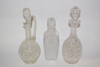 Lot 273 - Group of three Victorian cut glass decanters...