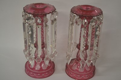 Lot 247 - A pair of 19th Century ruby coloured glass...