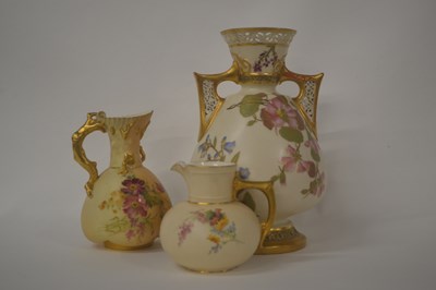Lot 256 - A group of three Royal Worcester blush ground...