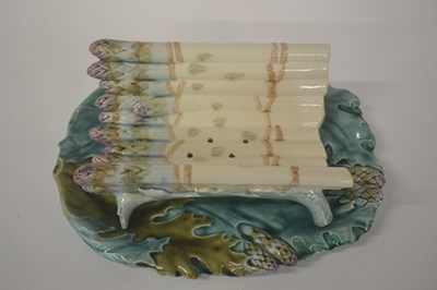 Lot 263 - A Maiolica asparagus holder with asparagus...