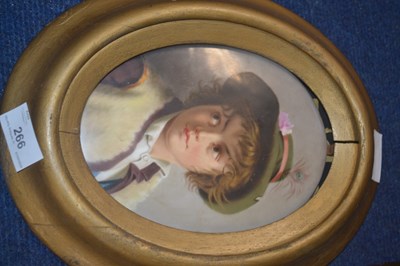 Lot 266 - A continental porcelain oval plaque of a young...