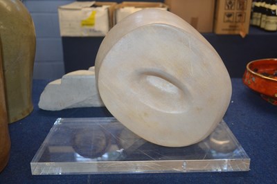 Lot 271 - A limestone abstract sculpture on rectangular...