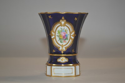 Lot 328 - A Royal Crown Derby vase of fasceted form, the...