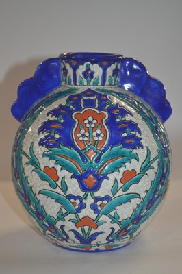 Lot 312 - A Belgian Persian style vase, the base marked...