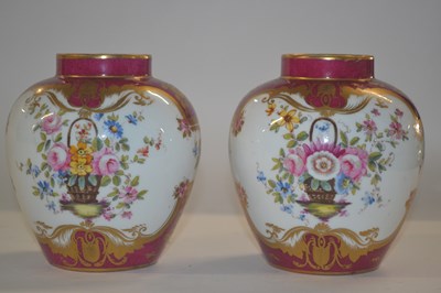 Lot 355 - Two 19th Century vases decorated with flowers...