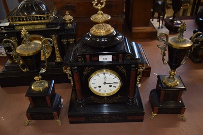 Lot 538 - A Victorian black slate and marble mounted...
