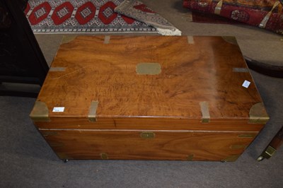 Lot 576 - A camphor wood and brass bound blanket box,...
