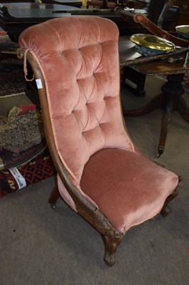 Lot 584 - A Victorian pink upholstered button back...