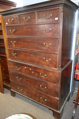 Lot 596 - A Georgian mahogany chest on chest, the top...