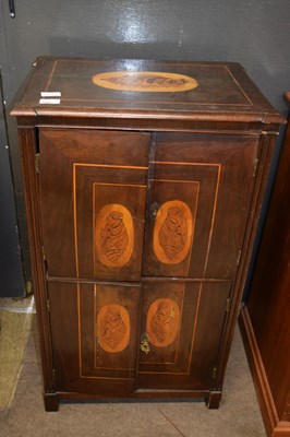 Lot 598 - Small mahogany four door cabinet with shell...