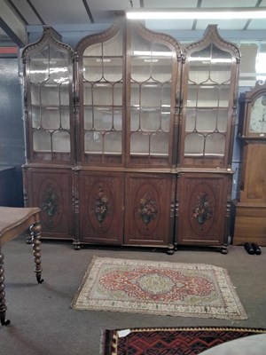 Lot 386 - A substantial satinwood break front side...