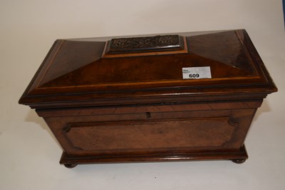 Lot 609 - A 19th Century walnut sarcophagus formed tea...