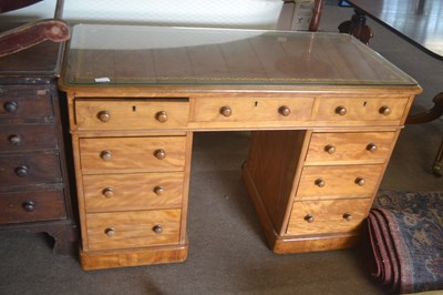 Lot 409 - A Victorian satin wood twin pedestal desk with...