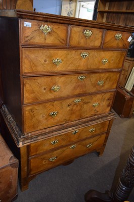 Lot 672 - An early 18th Century and later walnut chest...